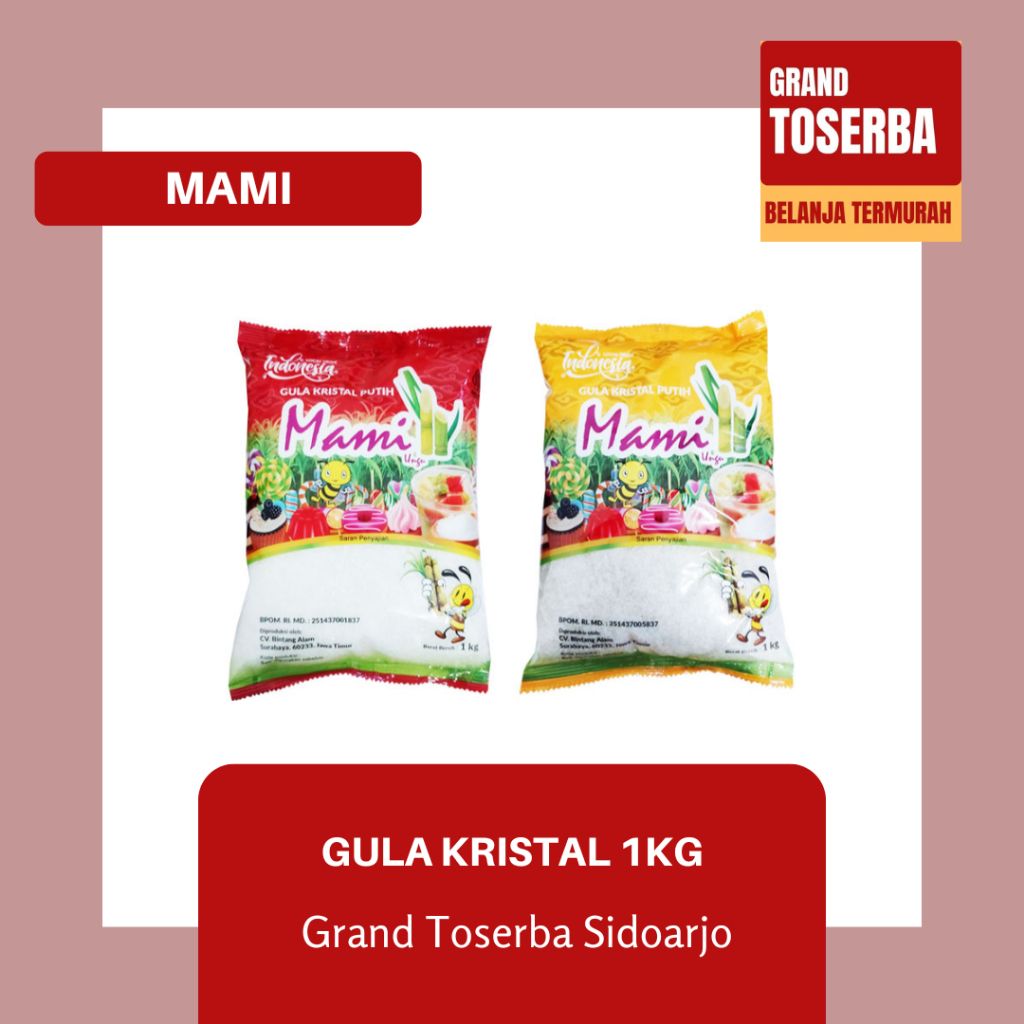 

MAMI GULA KRISTAL 1KG / PREMIUM DAN PUTIH / TEBU PILIHAN / GULA PASIR
