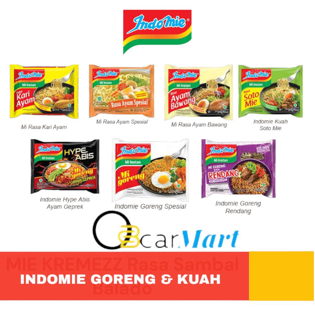 

INDOMIE Mi Goreng dan Mi Rebus Mix Rasa Soto Ayam Kari