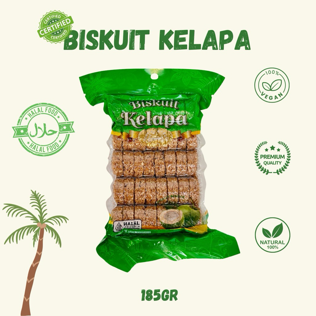 

New Premium Packaging Best Seller Cemilan Snack Biskuit Kelapa Crunchy 185gr!!!