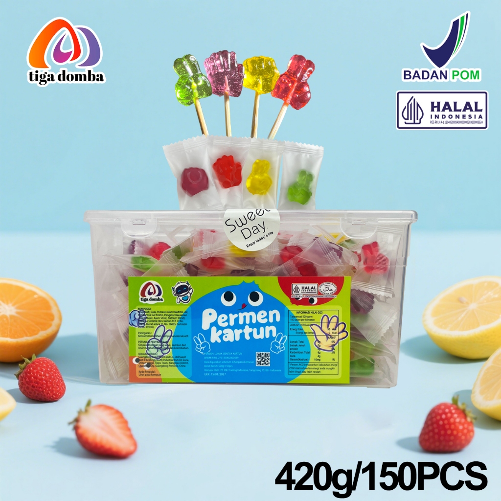 

Permen Lunak Bentuk Kartun 420g/150PCS + Permainan Gunting Batu Kertas【HALAL】