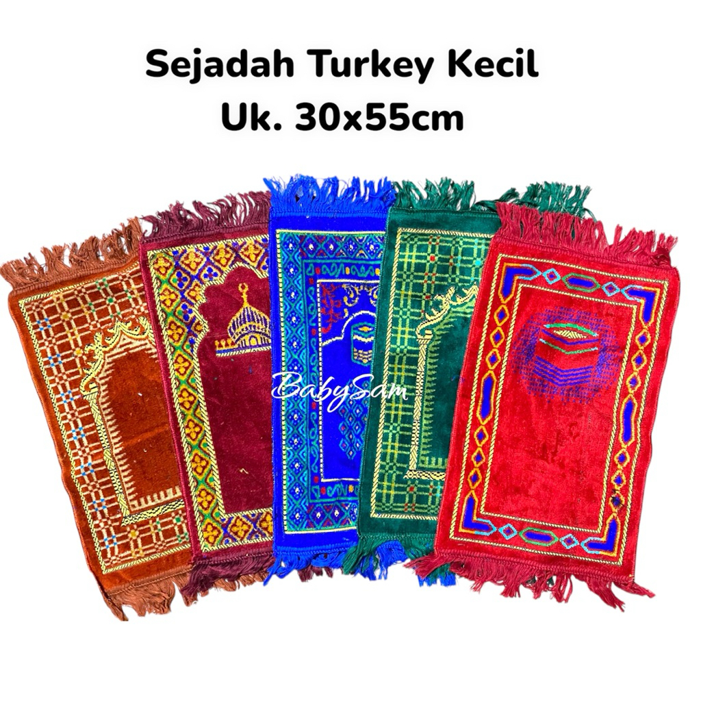 Grosir 1kodi (20pcs) Sajadah Turkey Kecil 30x55cm Oleh-oleh Haji & Umroh || Sejadah Anak Bulu Rumbai