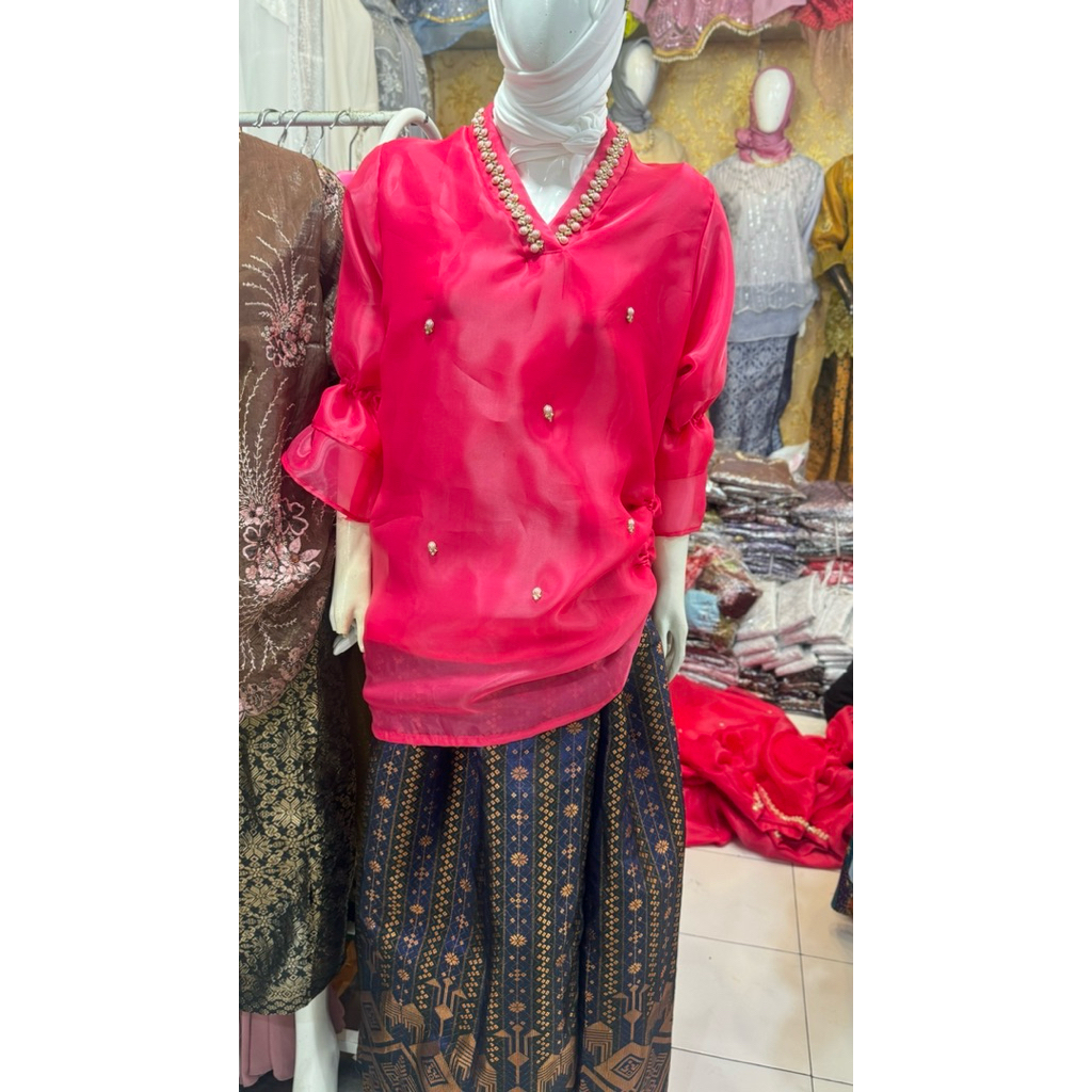 baju bodo organza polos Fr khas Bugis makassar