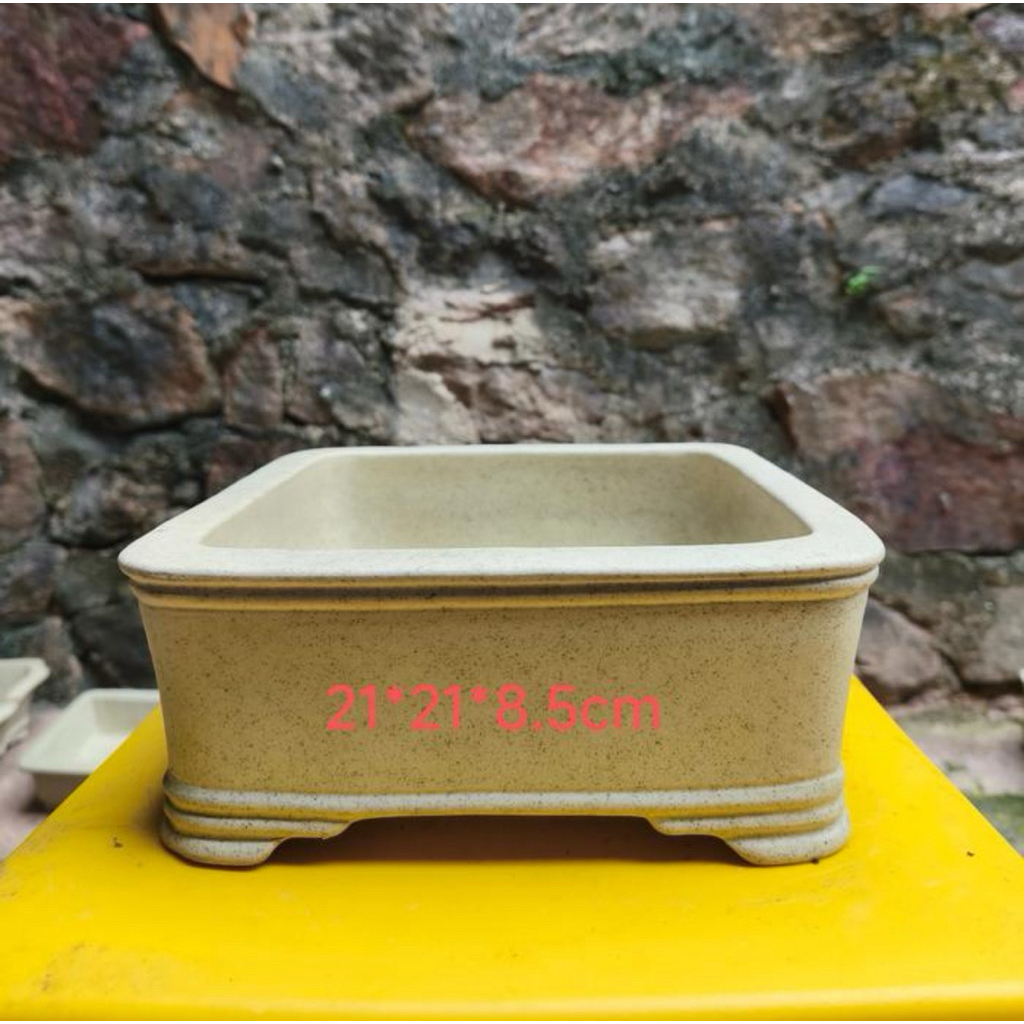 Authentic Yixing Zisha Snowflakes Square Premium Bonsai Pot