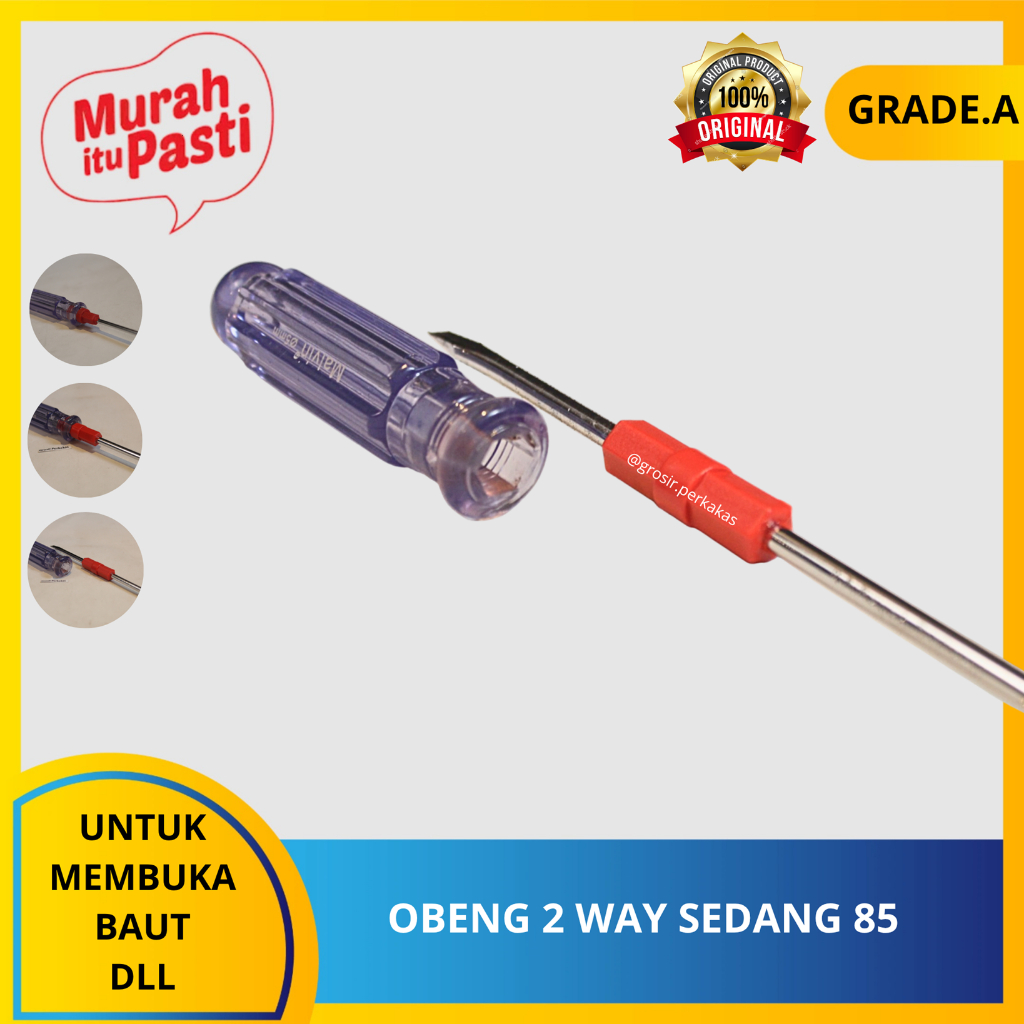 OBENG 2 WAY SEDANG 85 - obeng bolak balik transparan obeng 2 way. 5X65 sedang. [A][#OBENG]