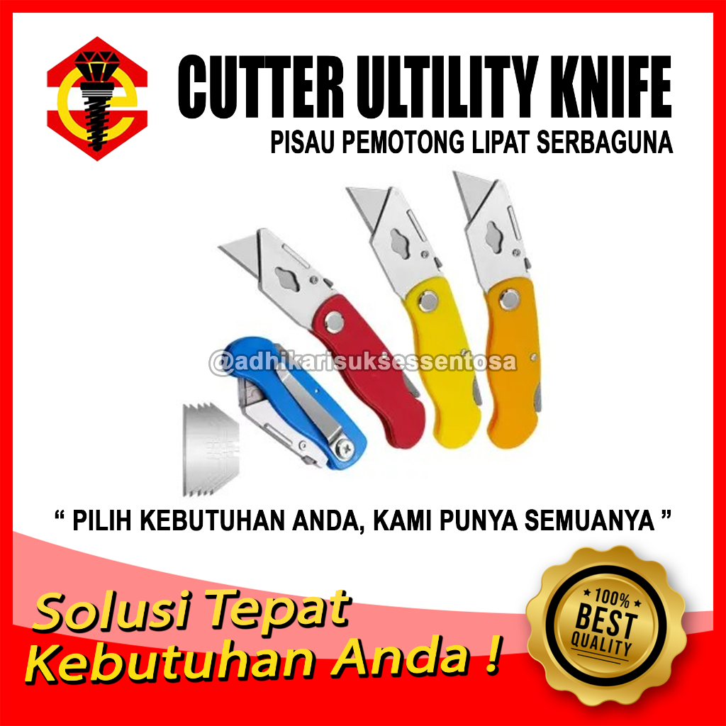 

Cutter Lipat / Pisau Pemotong Lipat Premium / Ultility Knife Pisau Potong Kater Blade Serbaguna
