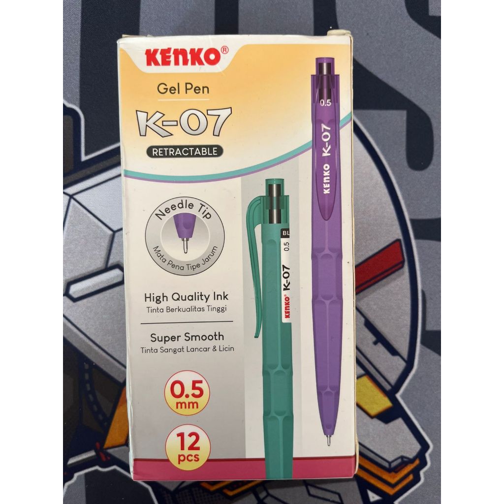 

Pulpen Gel Kenko K-07 0.5 mm - Retractable Ballpoint Needle Tip - Hitam Black isi 12 PCS