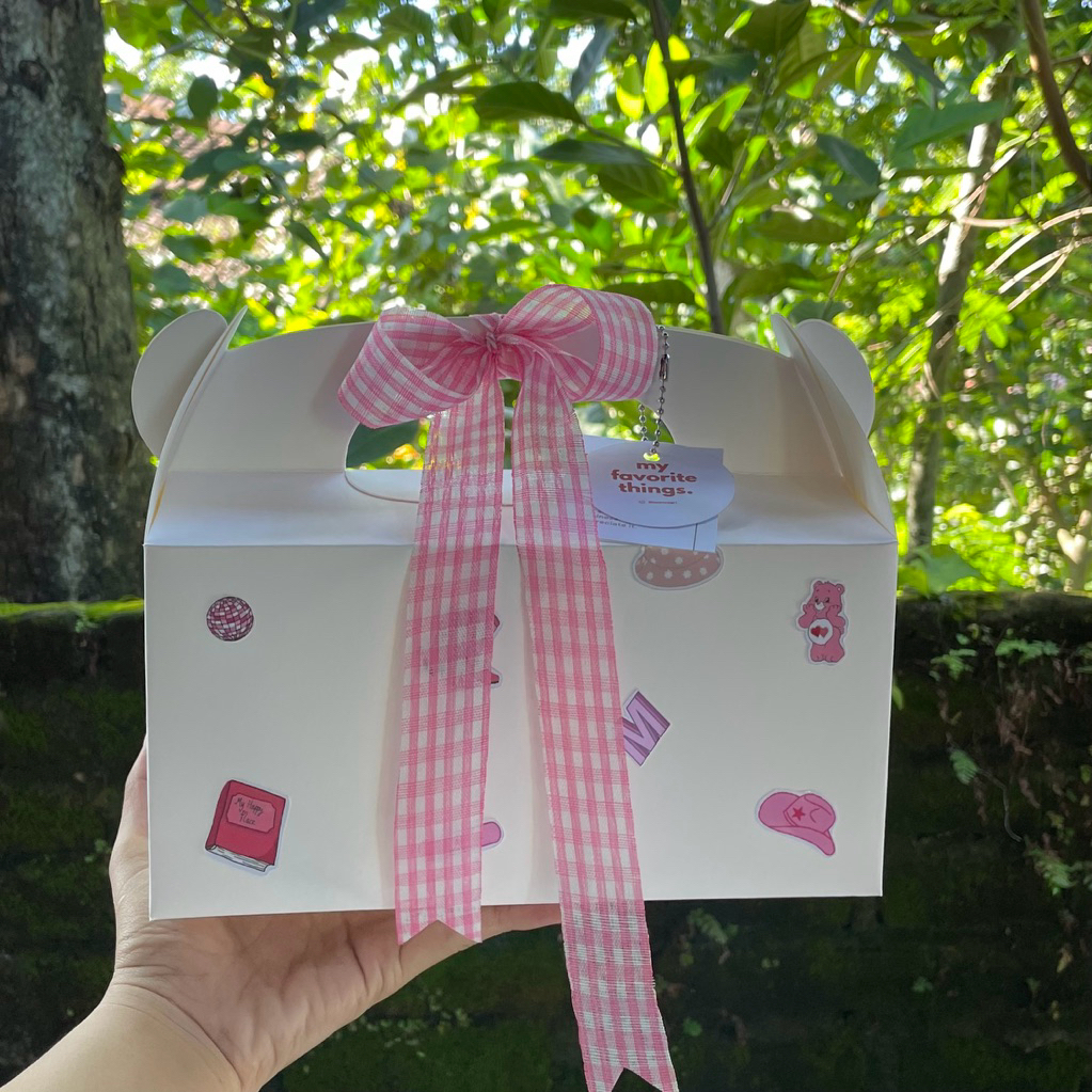 

[Hanya Box aja]Gable Box Gift - Kado Aesthetic dengan Pita dan Stiker