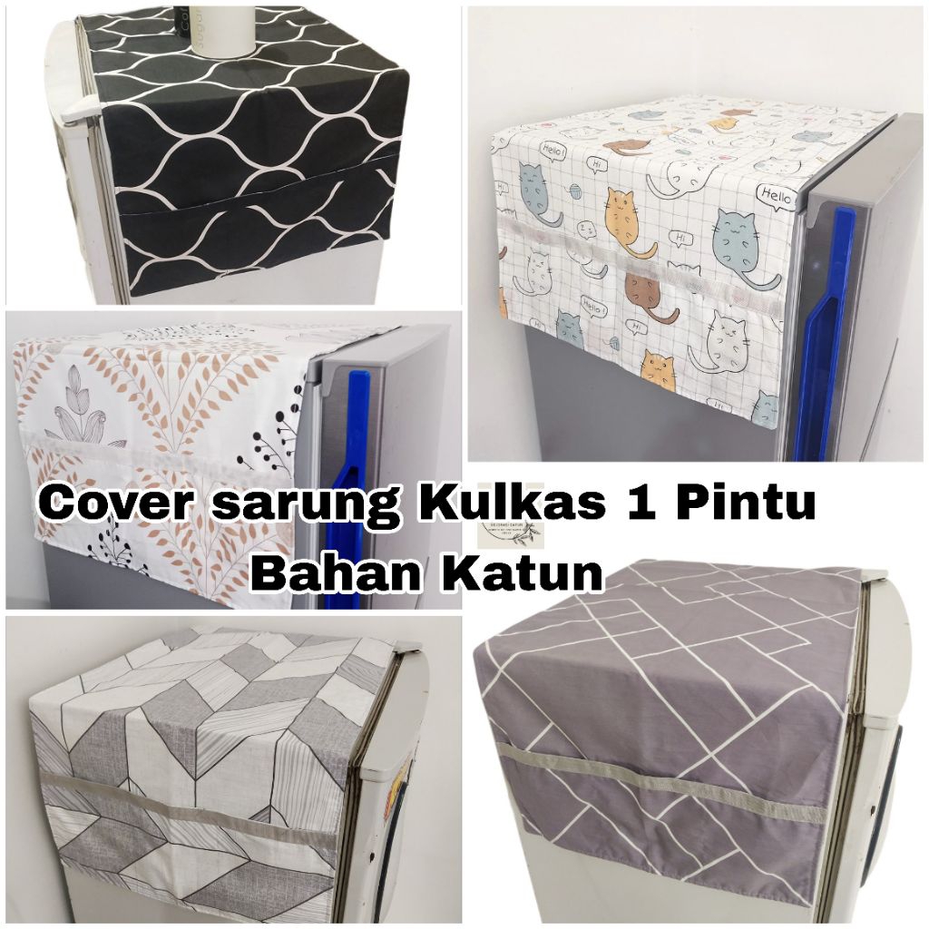 Cover Sarung Kulkas 1 Pintu Bahan Katun Premium