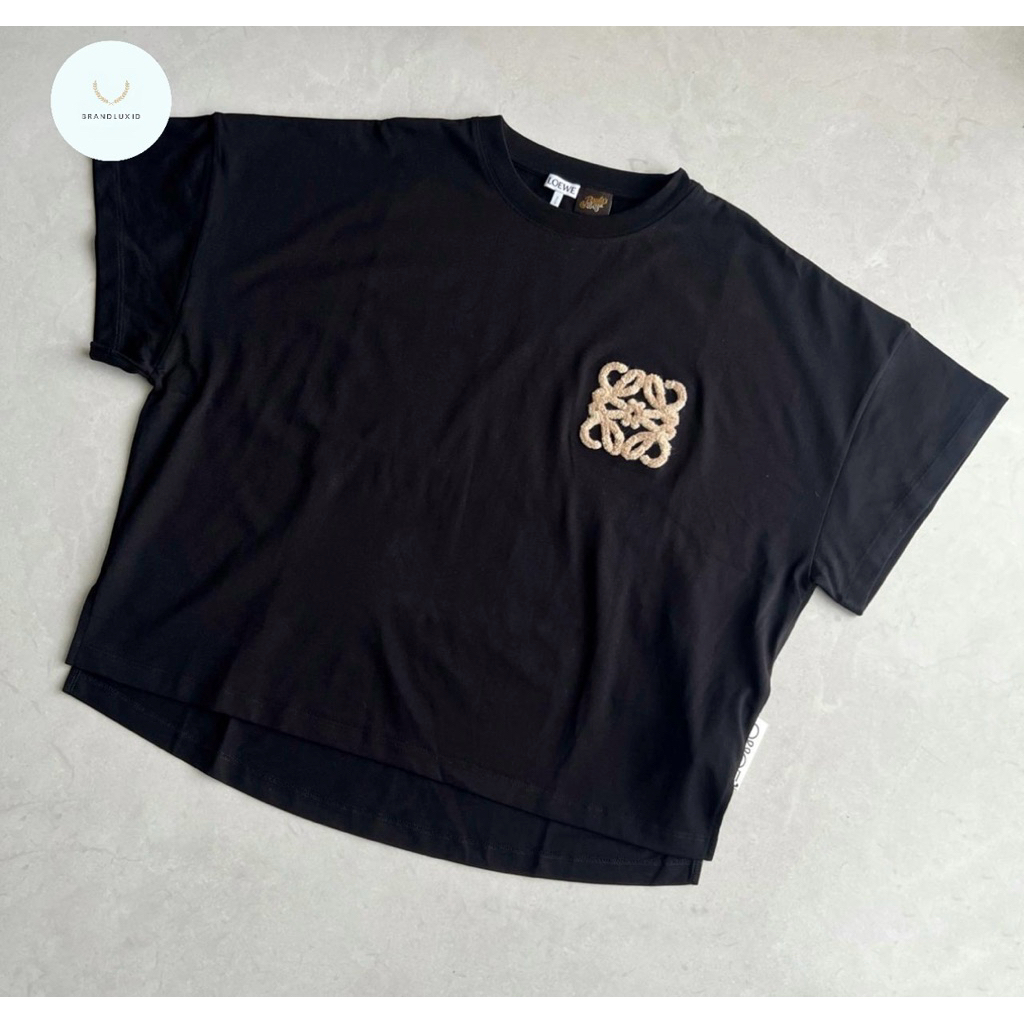 Loewe anagram logo terry embroidery boxy fit tshirt in black