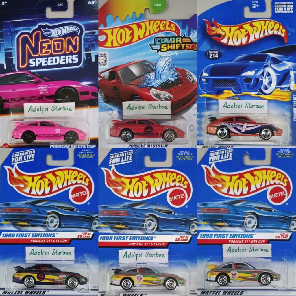 hotwheels hot wheels porsche 911 GT3 CUP 1999 first editions jordan-t bradlie 1 8 cup edisi neon spe