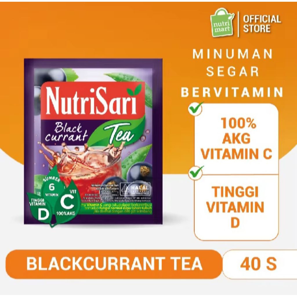 

Nutrisari blackcurrant tea 1 sachet 11 gr | tinggi vitamin C vitamin D