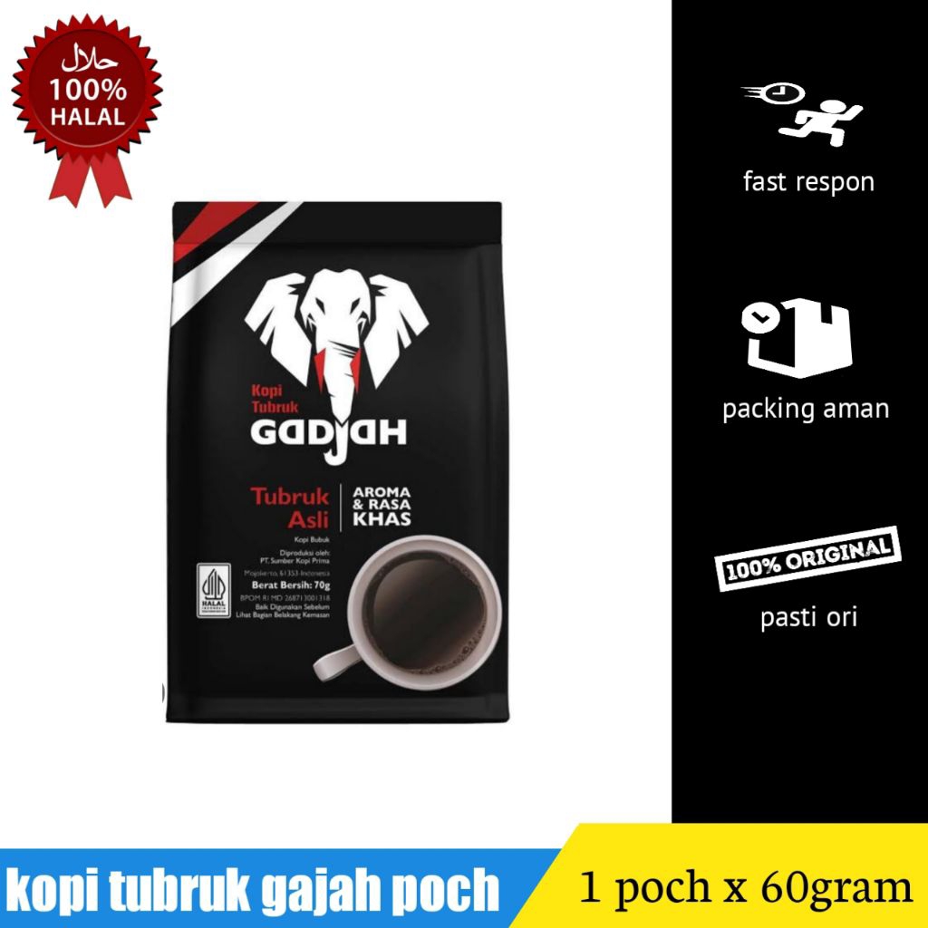 

kopi tubruk gajah asli pouch 60 gram