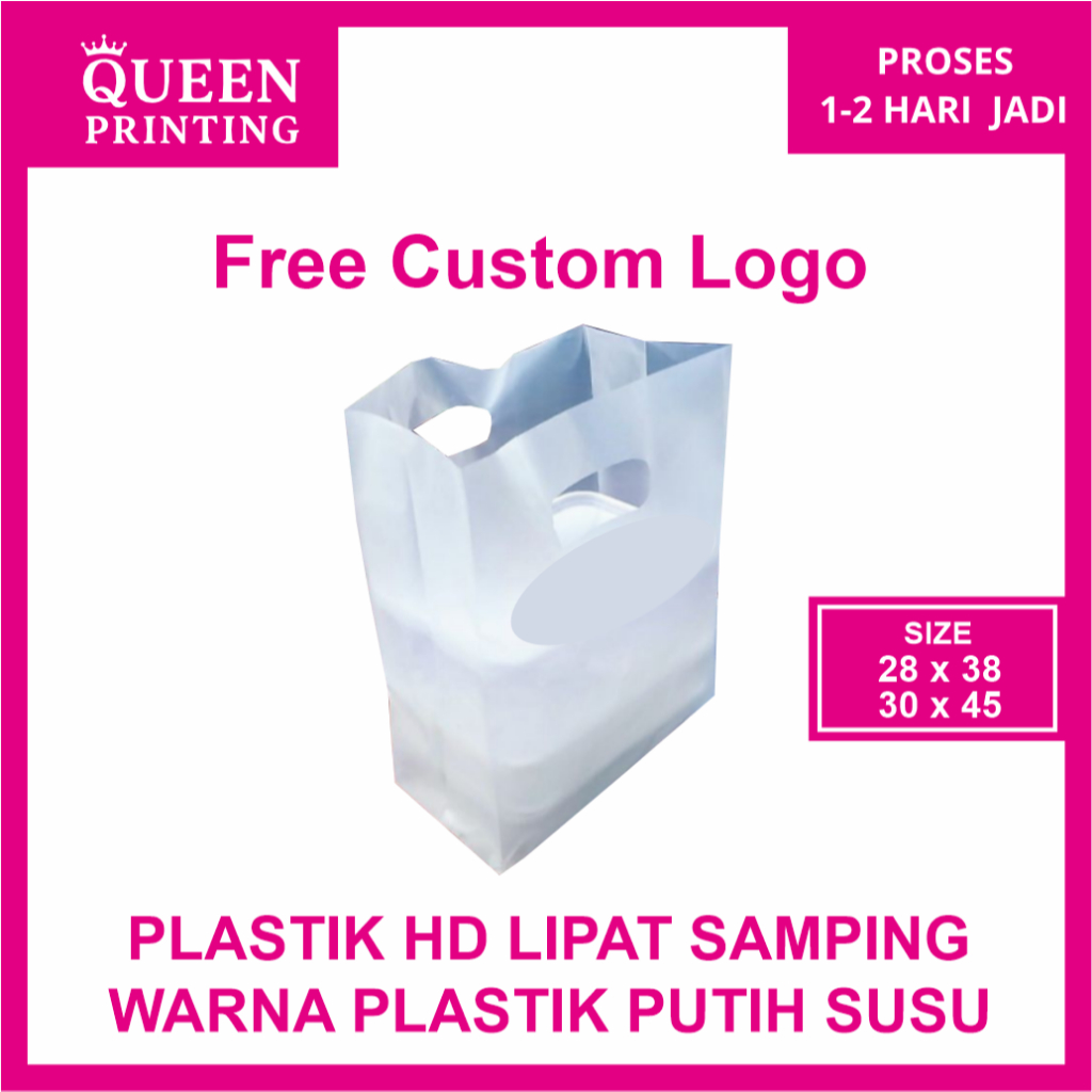 PLASTIK PLONG HD LIPAT SAMPING PLASTIK MAKANAN / BAJU - CUSTOM SABLON FREE DESAIN