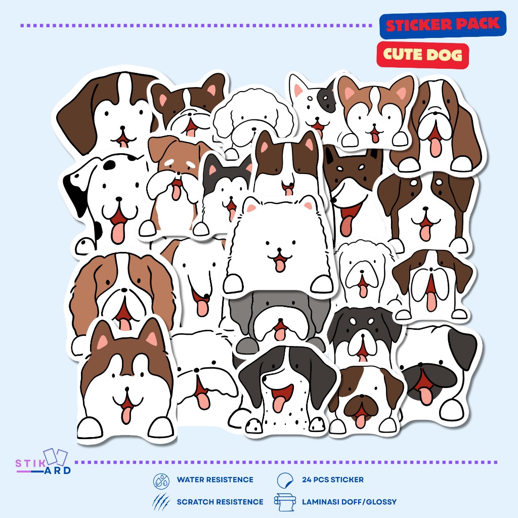 

Stiker Anjing Lucu | Sticker Pack Laptop Tumbler Helm Koper - Bahan Vinyl Waterproof