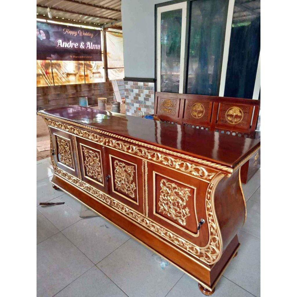 BUFET TV MEWAH FULL KAYU JATI || BUFET TV ESTETIK || BUFET TV BIOLA || BUFET TV ESTETIK KAYU JATI