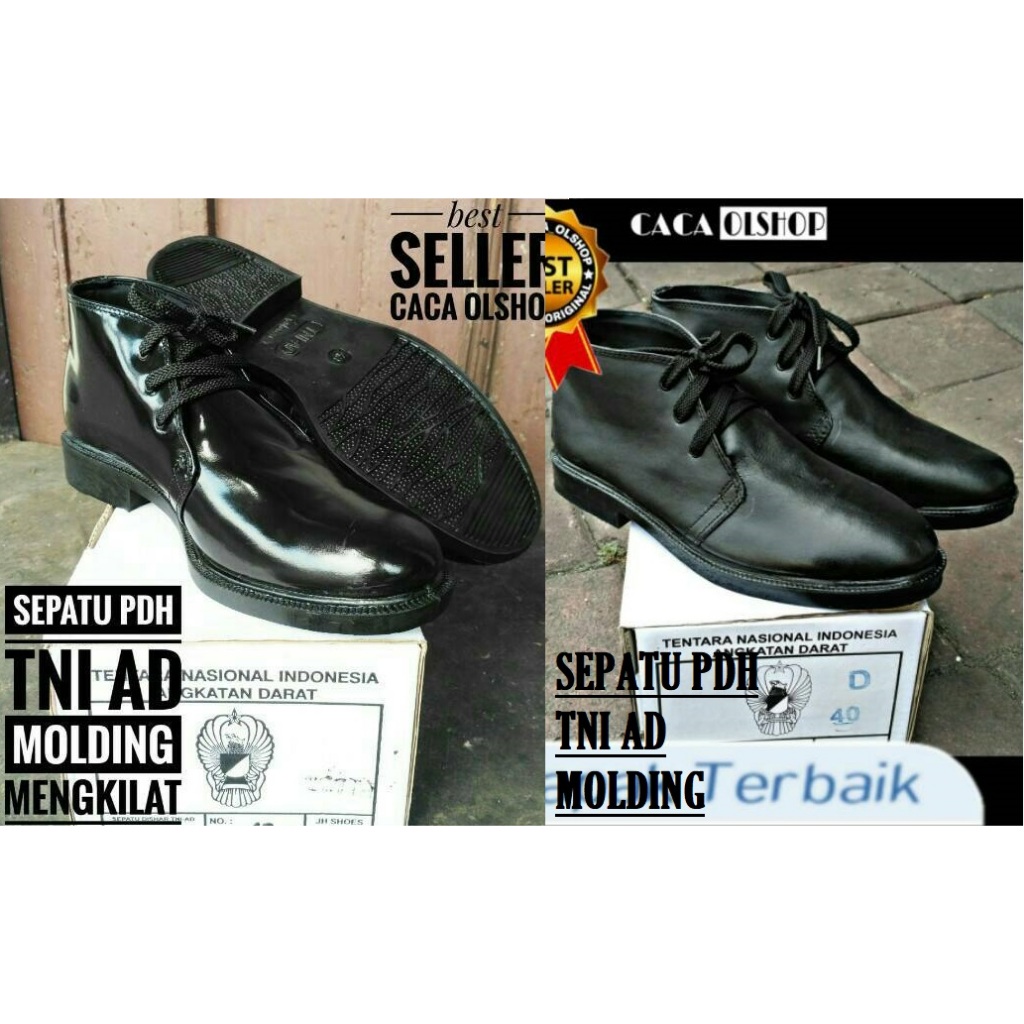 SEPATU PDH TNI AD MOLDING KILAP / DOFF SECURITY SATPAM PASKIBRA