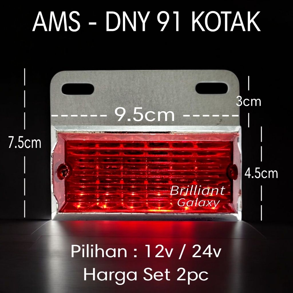 AMS 91 KOTAK LED - Lampu Bak Truk Kotak 12v / 24v - Harga Set 2pc