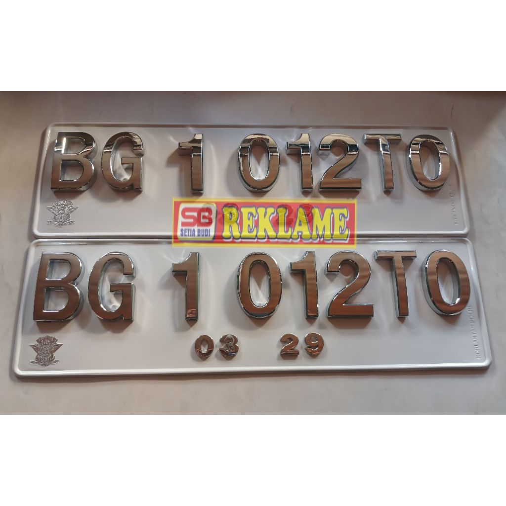 Plat Mobil Asli Korlantas Putih Cembung Come  Timbul 1 Set