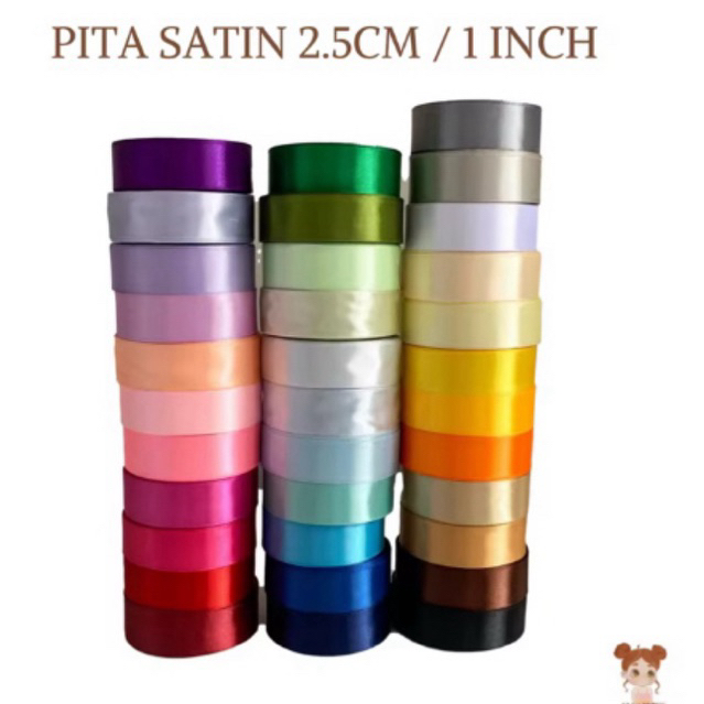 

pita satin 2.5 cm / 1 inch per roll 20 yard 18,5 meter ( satuan )