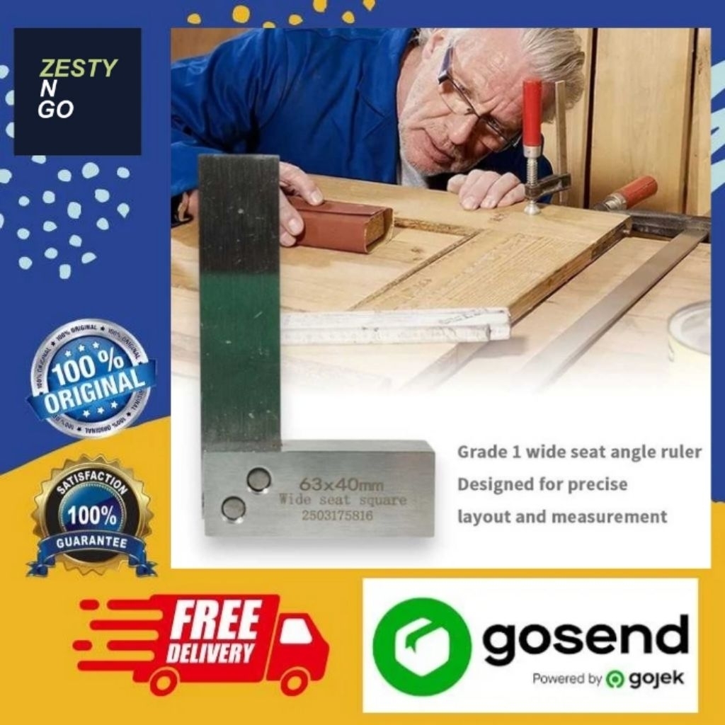 

TELEHILL Penggaris Siku Besi Tukang 90 Derajat Machinist Angle Ruler - TH63