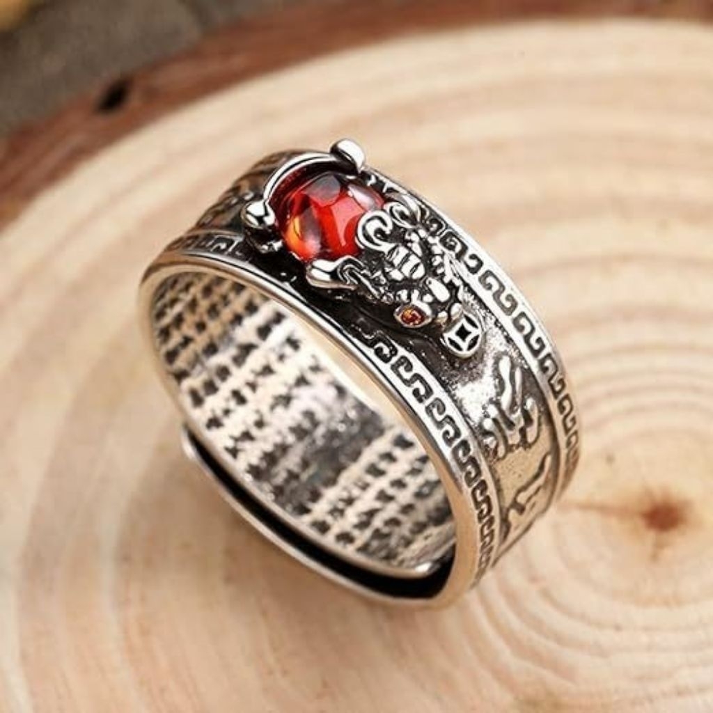 Cincin Pixiu Mata Ruby Merah Feng Shui Keberuntungan