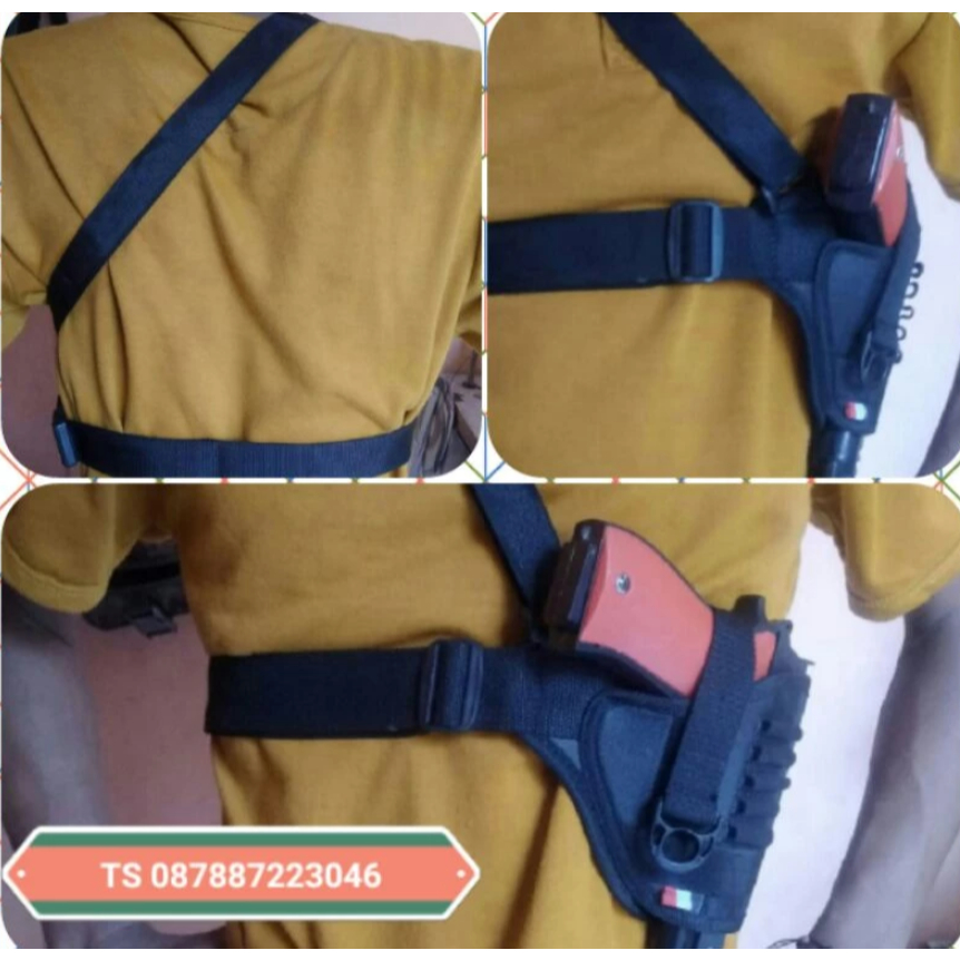Holster Kanvas Sarung Pistol Glock Bareta Revlver Makarov Universal Ketiak Dada