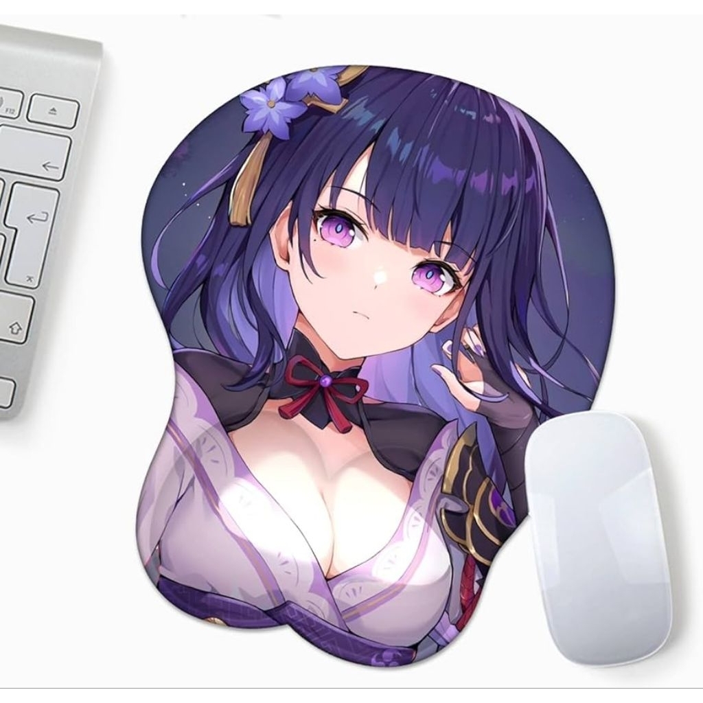 3D Mousepad Raiden Shogun Long Cat Girl Sexy Genshin Impact Tatakan Silicone Bra Mouse Pad Cewe Seks