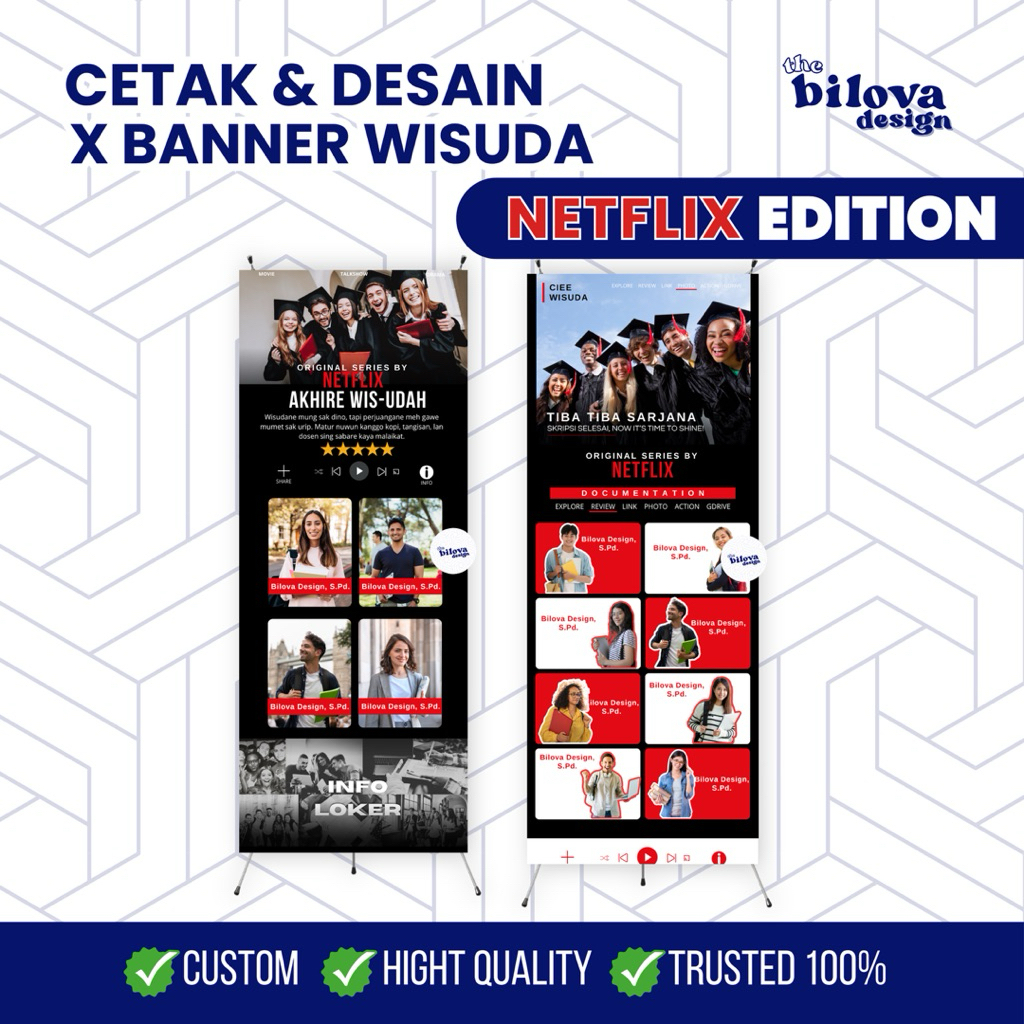 X Banner Wisuda dan Sidang Netflix Edition | Bisa Custom Desain | Harga Terjangkau by bilovadesign