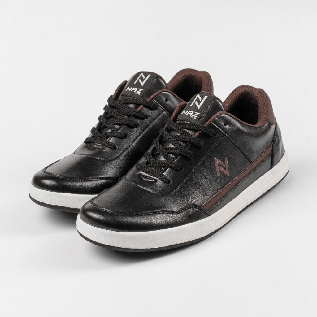 LEONARDO Black Brown Sepatu Pria Sepatu Sneaker Pria Sepatu Warna Hitam