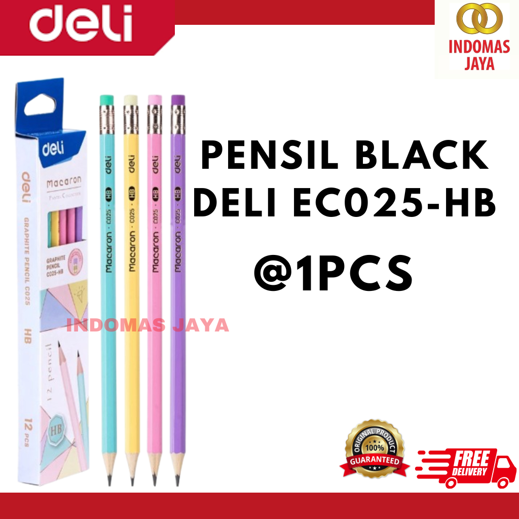 

Deli Graphite Pencil / Pensil Kayu HB Warna Pastel Lucu Penghapus Diujung EC025-HB (HARGA PER PCS)