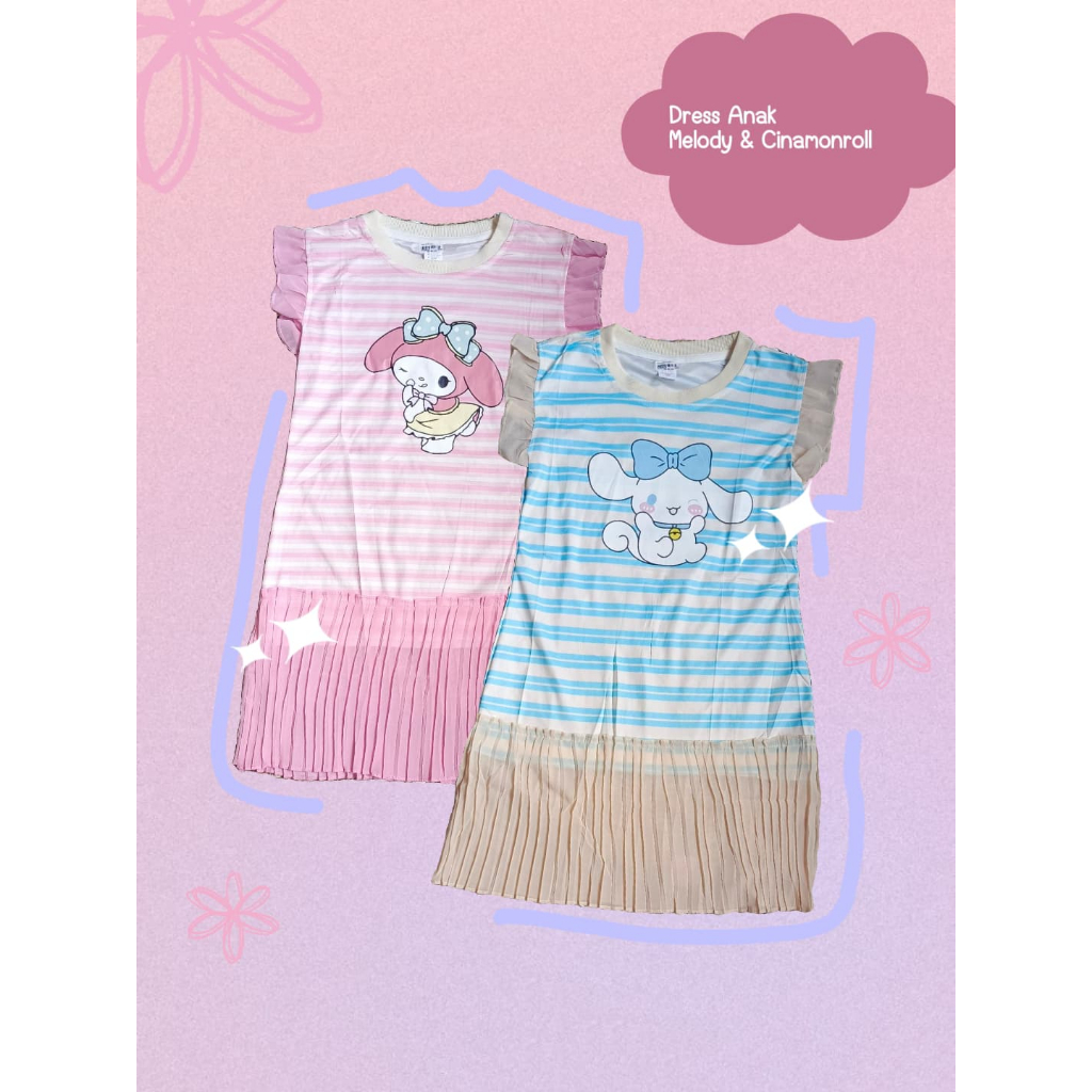 DRESS ANAK PEREMPUAN MOTIF KARAKTER SANRIO // DRESS ANAK PEREMPUAN SANRIO // DRESS ANAK PEREMPUAN ME