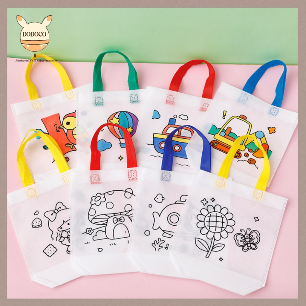 

Goodie Bag Totebag DIY Painting Graffik Kindergarten Painting Coloring Handbag ST34