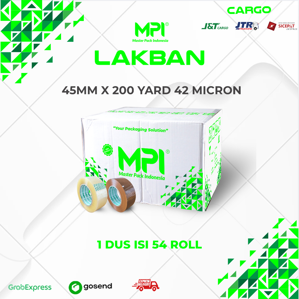 

CARGO 1 DUS { ISI 54 ROLL } LAKBAN 2" X 200 YARD ECONOMIS 42 MICRON - BENING & COKLAT MPI