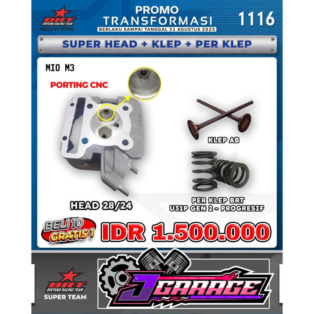 HEAD MIO M3 - BRT - PORTING CNC 28/24 + KLEP + PER KLEP