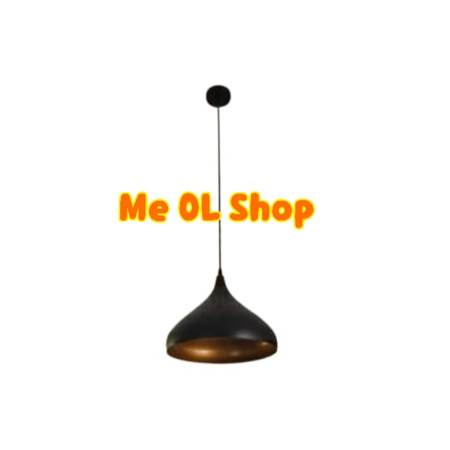 Kap lampu gantung 31cm warna Hitam Gold & Bulb phillips 6w warm white