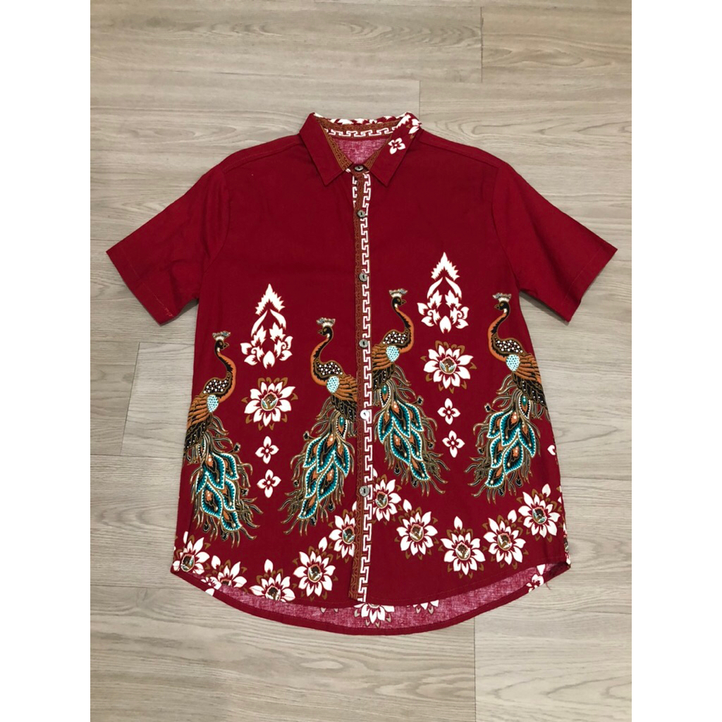 BAJU BATIK COWOK PRIA MERAH