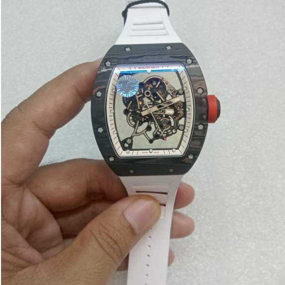 JAM TANGA CARBON RM 55 RUBBER STRAP RED AND WHITE VARIANT SWISS ZF FACTORY RM55 CARBON CASE