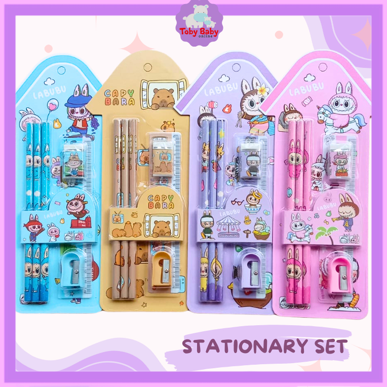 

Set Alat Tulis Anak 6 in 1 Motif Labubu Capybara Stationary Mini Perlengkapan Sekolah Lucu