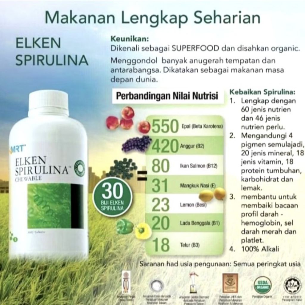 

Elken Spirulina 500tablets