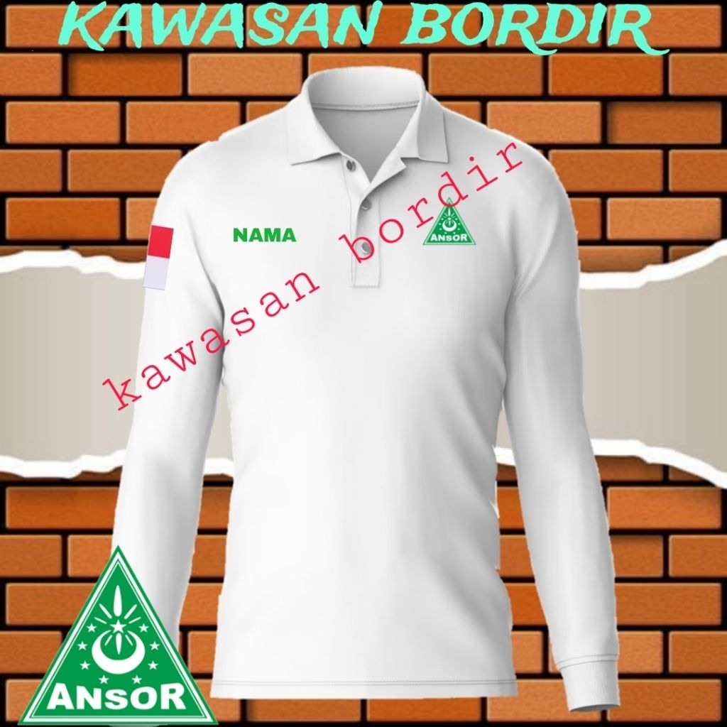 polo shirt Ansor kaos Ansor seragam Ansor baju Ansor full bordir..