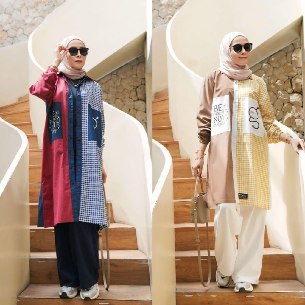 GYL SET TUNIK + CELANA ORIGINAL / SETELAN GYL TERBARU