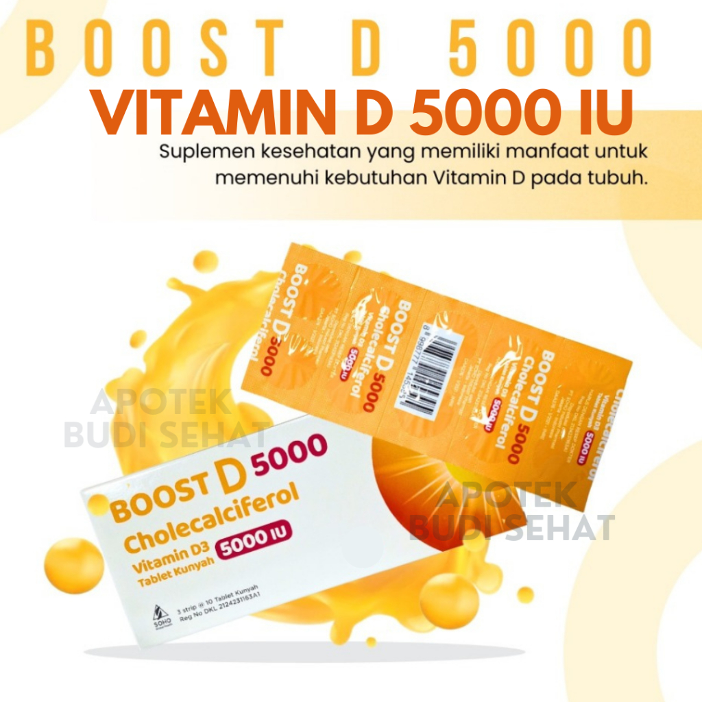 Vitamin D 5000 IU BOOST D 5000IU strip isi 10 tablet Jaga Daya Tahan Tubuh Vitamin D Dewasa Jaga Imu
