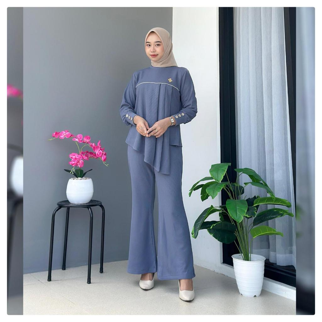 Kayana One Set Celana Knit 2 in 1 One Set Remaja Dewasa By Esha Scarf