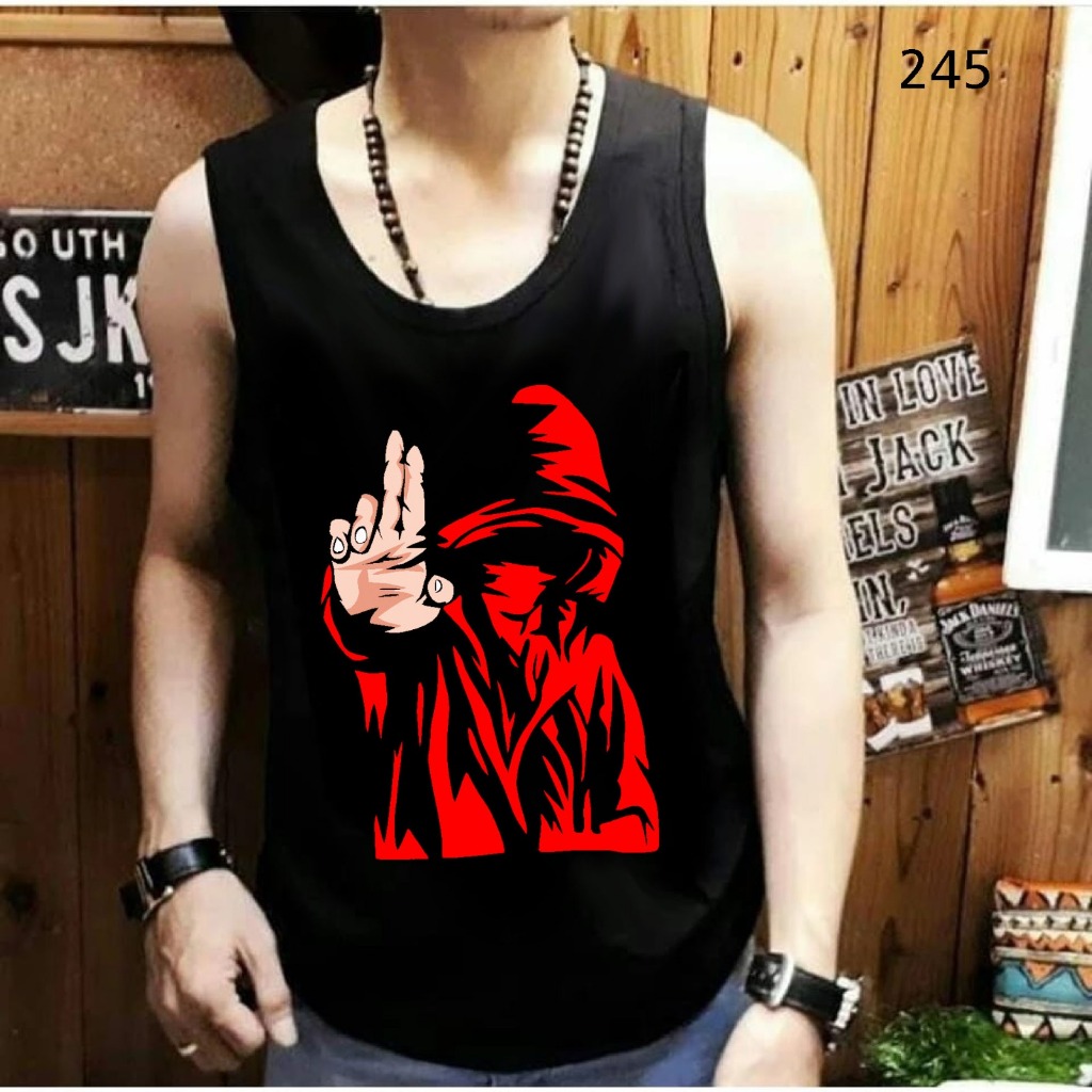 Singlet Lekbong Pria Motif Kupluk Merah