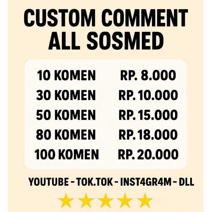 Custom Comment All Sosmed YouTvb3 - Tiktok Inst4gr4m Yt DLL Bebas Request KOMEN KOMENTAR CEPAT PERMA