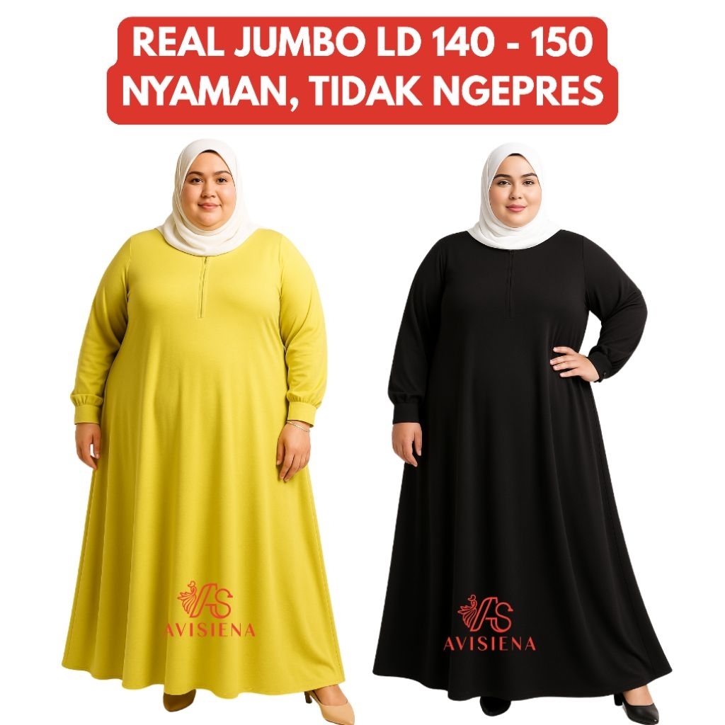 AVISIENA - LD 140 Ld 150 Gamis Jumbo Melar Polos Jersey] gamis jumbo 7L Dress Jersi