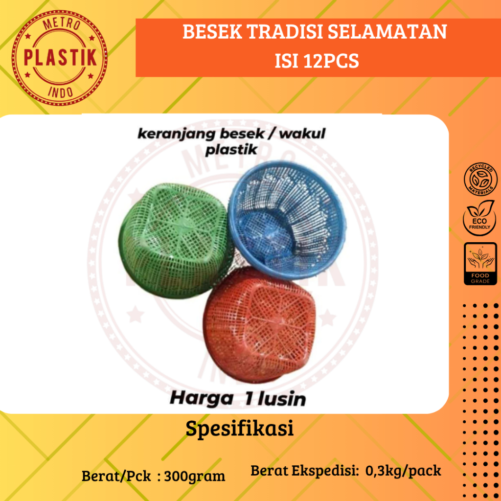 Besek Tradisi Selamatan / Besek Plastik / Besek Selamatan Isi 12pcs Warna Random