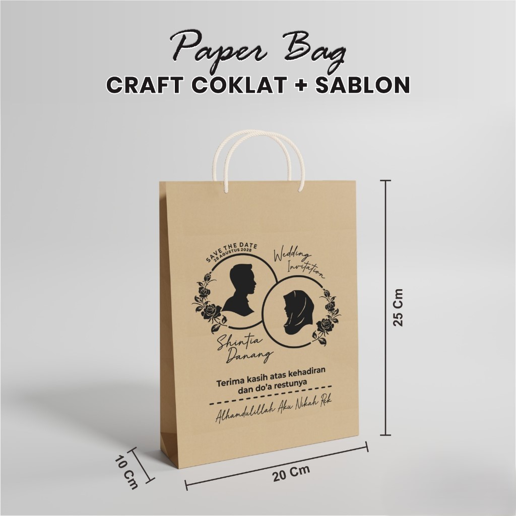 

PAPER BAG SABLON COKLAT HITAM PUTIH – TAS SOUVERNIR PERNIKAHAN - 7 UKURAN, PAPERBAG HAMPERS MURAH