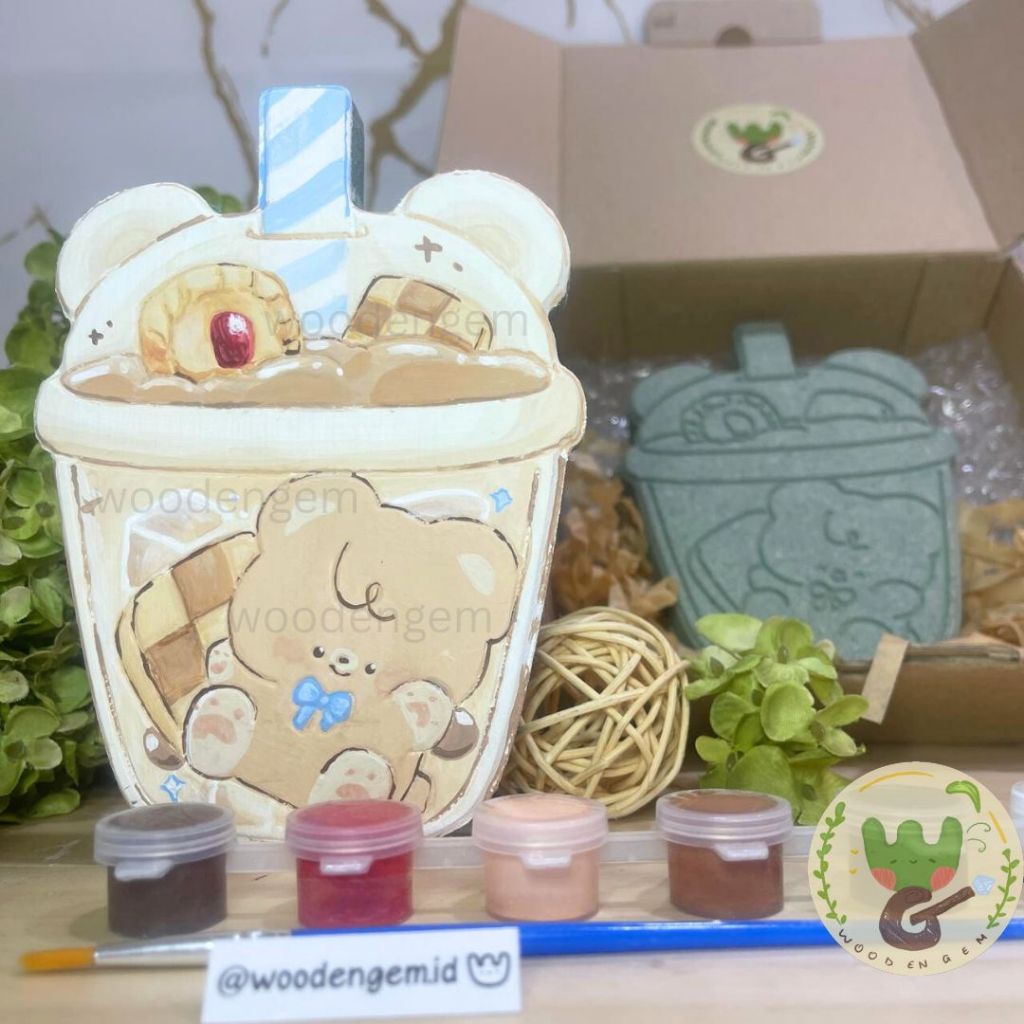 

WOODENGEM DIY Wood Character Painting Kit Mewarnai Melukis Kayu Karakter Bear Sundae Makanan