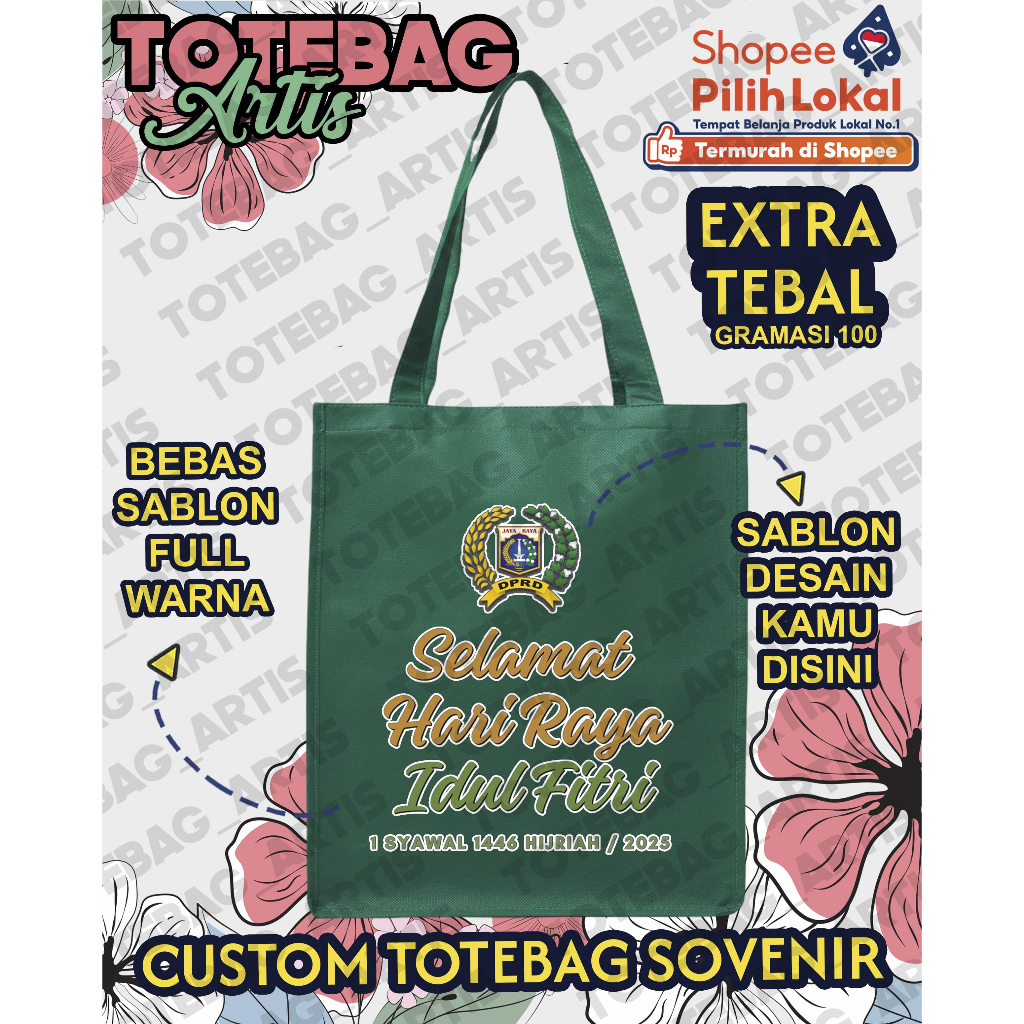 100% Sesuai Gambar - Sablon Tas Spondbond - Tas Seminar - Totebag Spondbond 100 GSM - Tebal - Semina